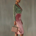 Shiny, Stretchy Velvet Bodycon High-waist Mermaid Skirt - DanaFashionstore