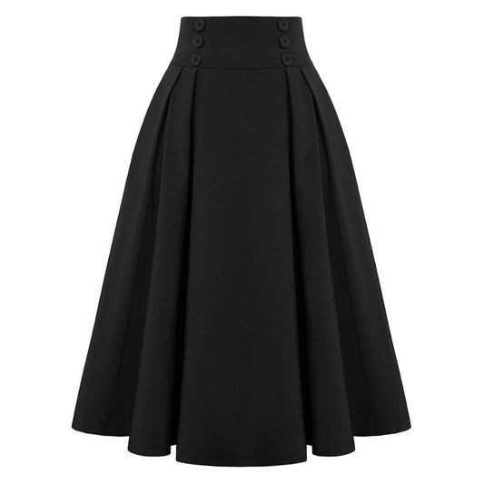 Women's Fashion Casual Skirt With Pockets Retro High Waist Pleated