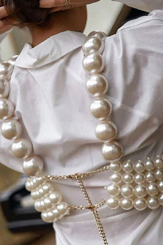 Sexy Fashion Pearl Suspender Vest
