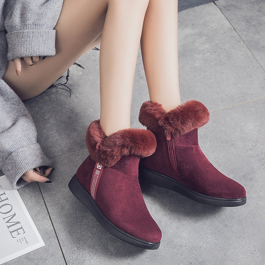 Plus Fleece Ankle Boots Thicken Middle-aged And Elderly Cotton Shoes