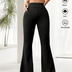 Summer Thin Yoga Pants Women's High-Waist Straight-Leg Wide-Leggings