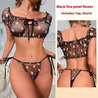Mesh Petals Underwear Tube Top Panties Set - DanaFashionstore