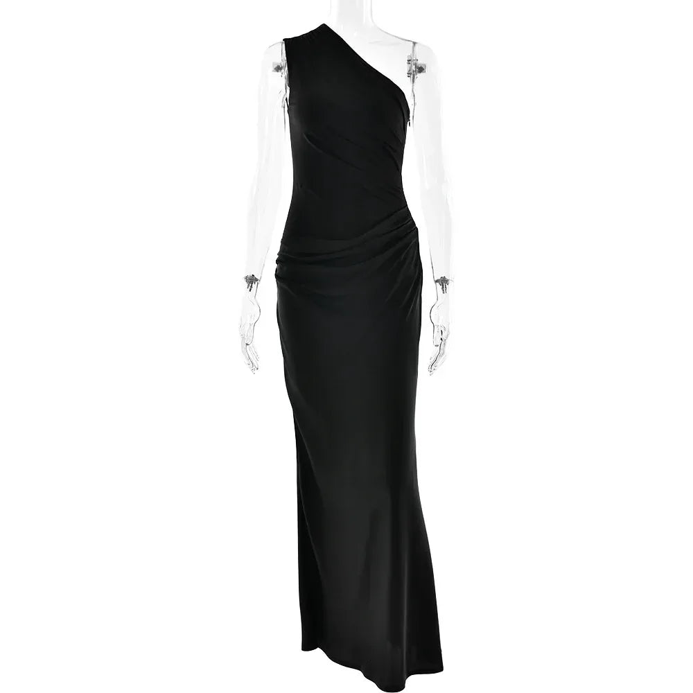 Satin One-Shoulder Dress 2026 - Elegant Slim-Fit Sheath Dress - DanaFashionstore