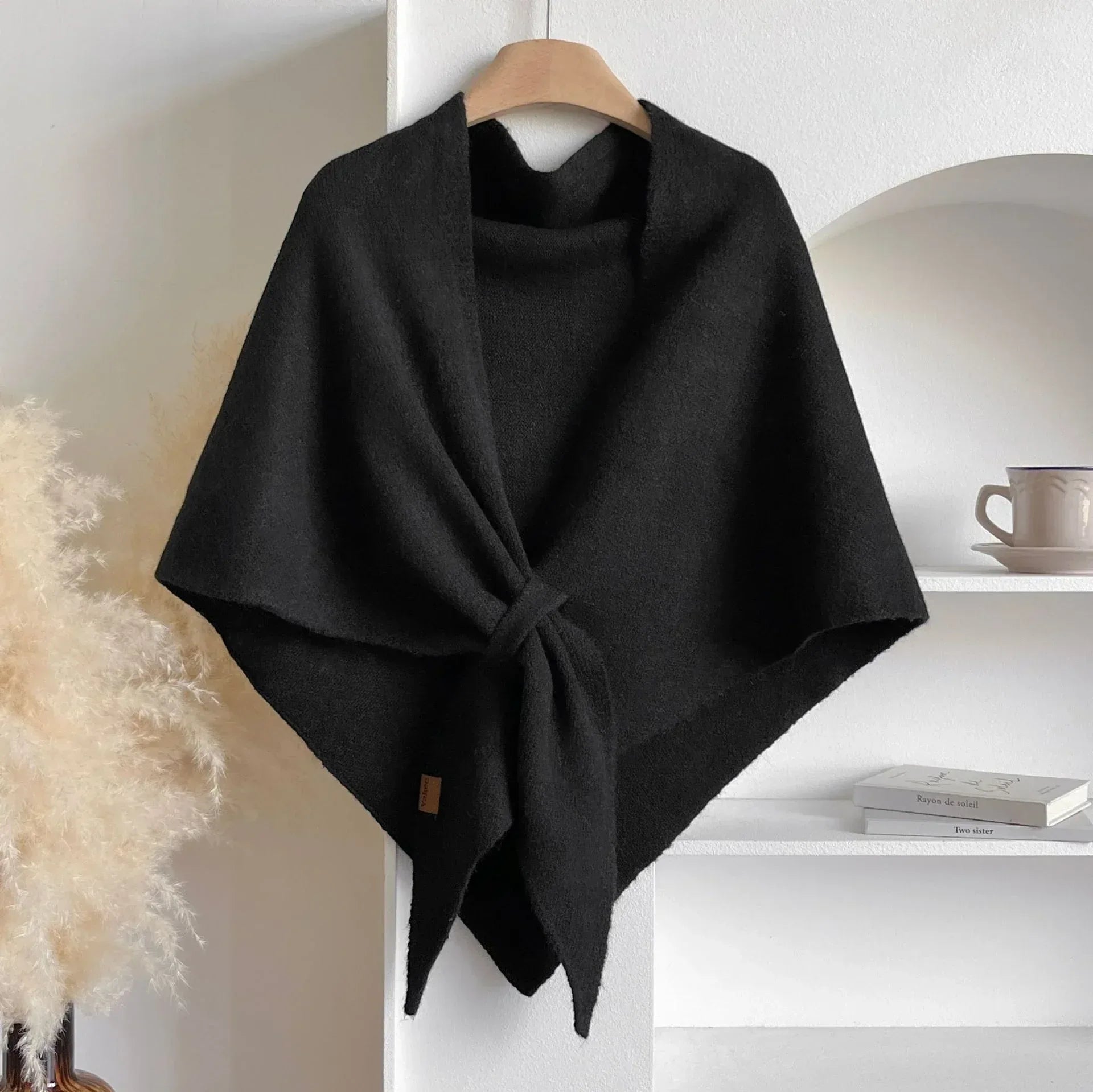 Winter Triangular Shawl INS Solid Color Soft Thickened Knitted Neck Wrap Korean Version Warm Shawl For Women - DanaFashionstore