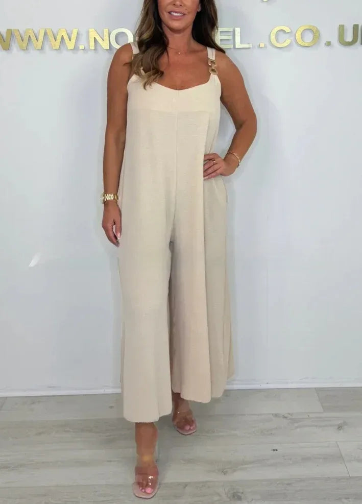 Solid Color Sling Wide Leg Jumpsuit 2026 - Casual Summer Jumpsuit - DanaFashionstore
