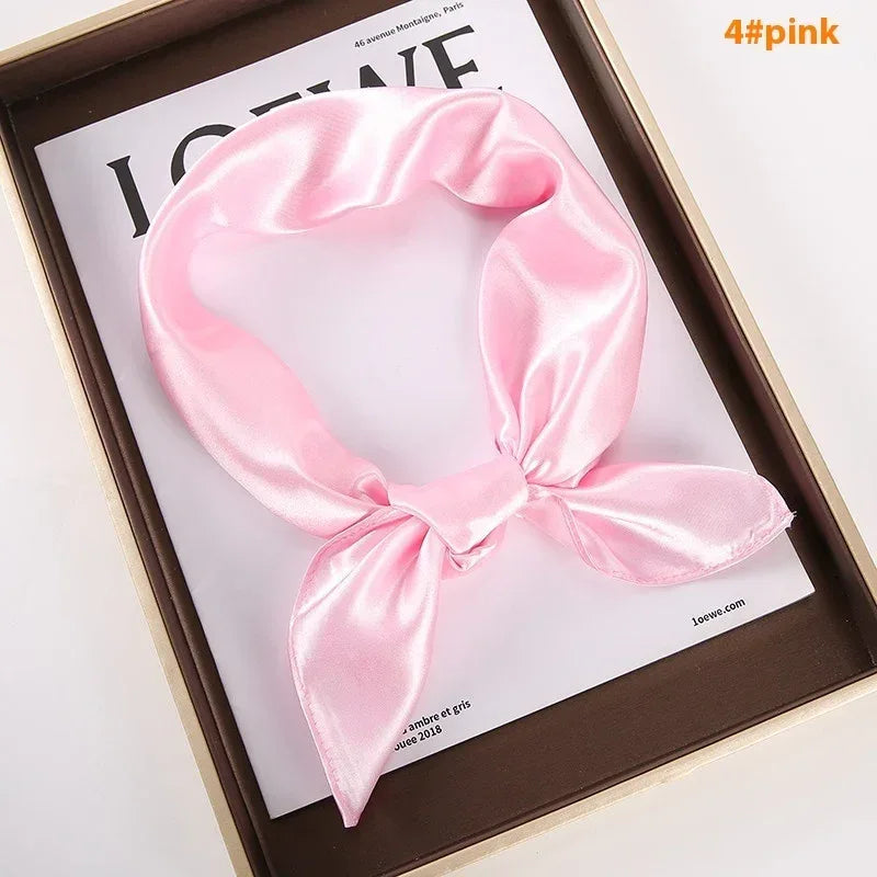 Solid Color Square Scarf Artificial Silk Small Square Towel - DanaFashionstore
