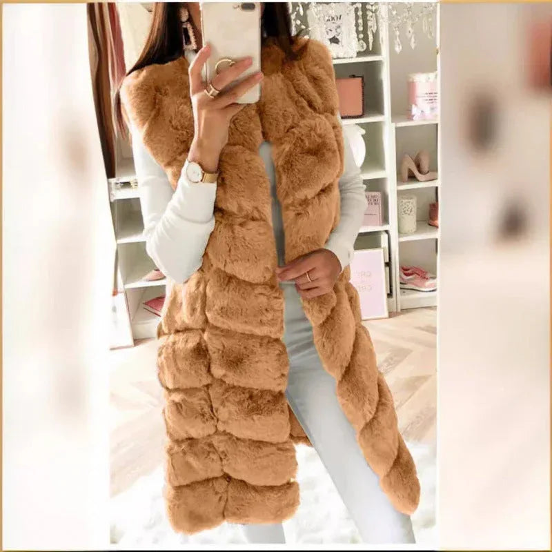 Fur Long Vest Cotton-padded Coat - DanaFashionstore