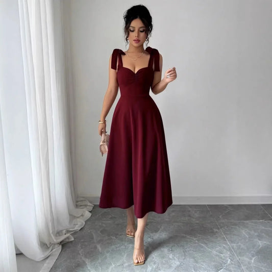 Lace-up Waist-cinching Maxi Dress - DanaFashionstore