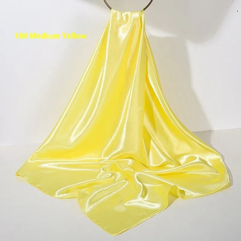 Pure Color Silk Scarf Artificial Silk 90cm Shiny Satin Shawl - DanaFashionstore