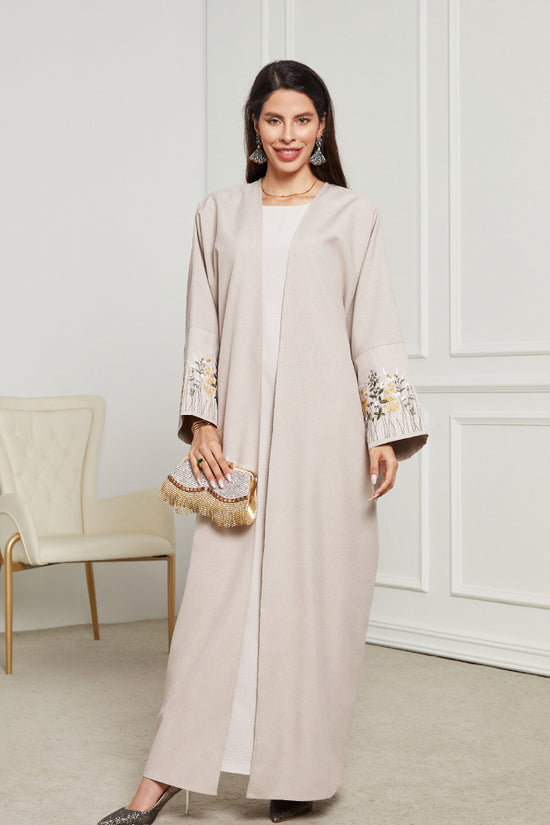 Middle East Muslim Clothing Robe Embroidered Cardigan Dress