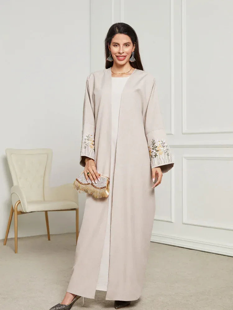 Middle East Muslim Embroidered Cardigan Dress Robe - Elegant Islamic Clothing - DanaFashionstore