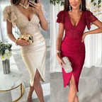 Casual Short Sleeve Split Dress Women - DanaFashionstore