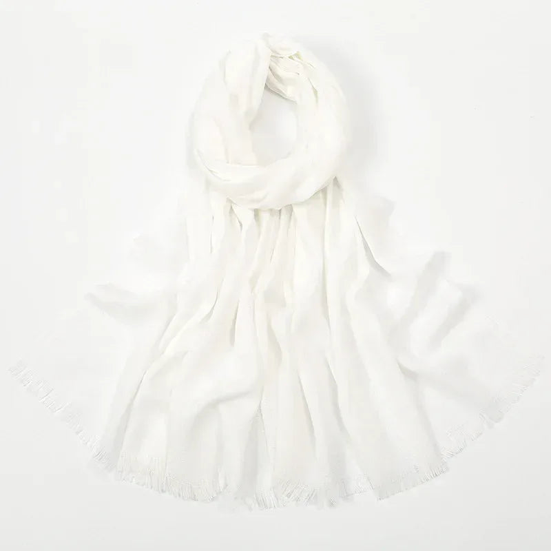 Flat Slub Cotton Solid Color Scarf Breathable Monochrome - DanaFashionstore
