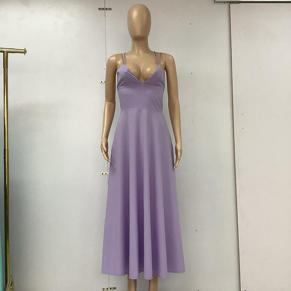 Sexy V-neck Suspender Dress Summer Fashion A-Line Long Dresses For Women - DanaFashionstore