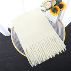 Macaron Solid Color Thick Braid Tassel Shawl - DanaFashionstore
