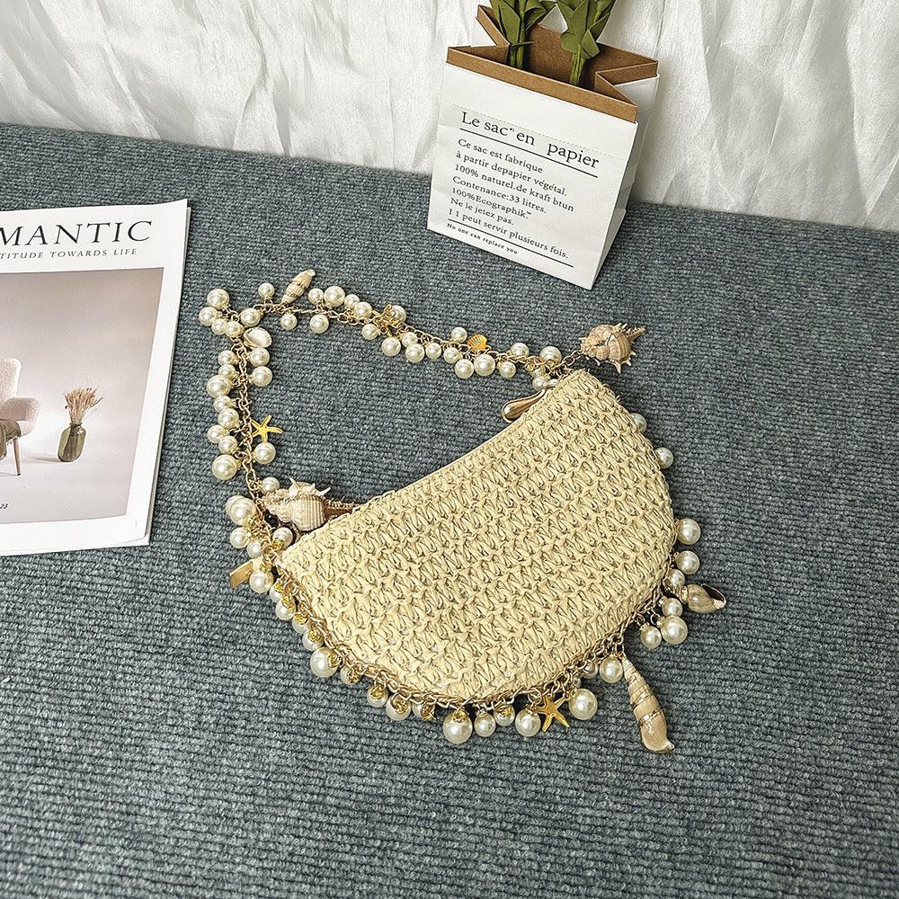 Summer Seaside Holiday Pearl Conch Straw Bag - DanaFashionstore