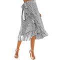 Woman Skirts High Waist Fashion Long Black Knotted Tied Wrap Floral Ruffle Chiffon A-Line Split Skirt Spring Summer Clothes - DanaFashionstore
