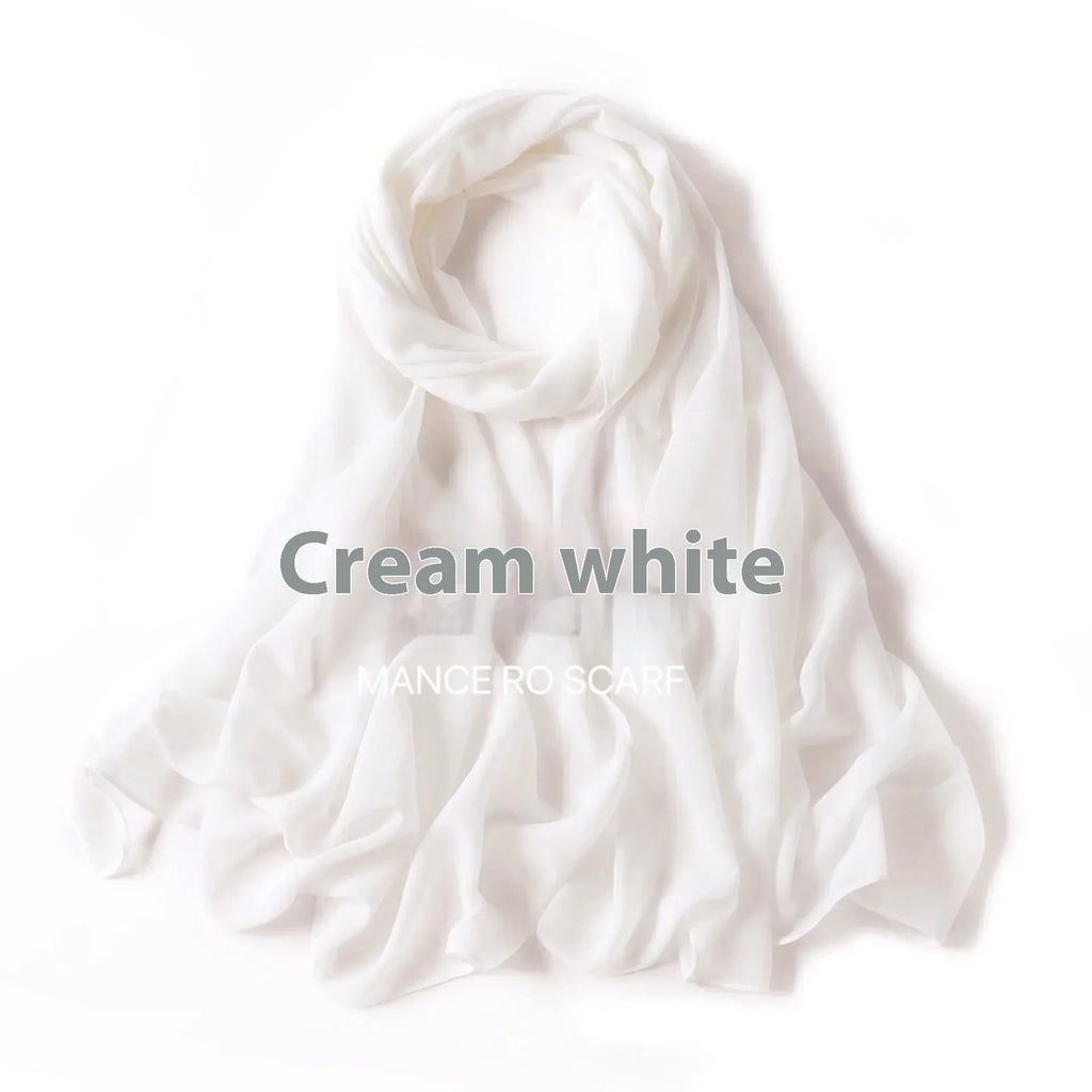 Pure Color Pearl Chiffon Scarf Headcloth Veil Chiffon Scarf - DanaFashionstore