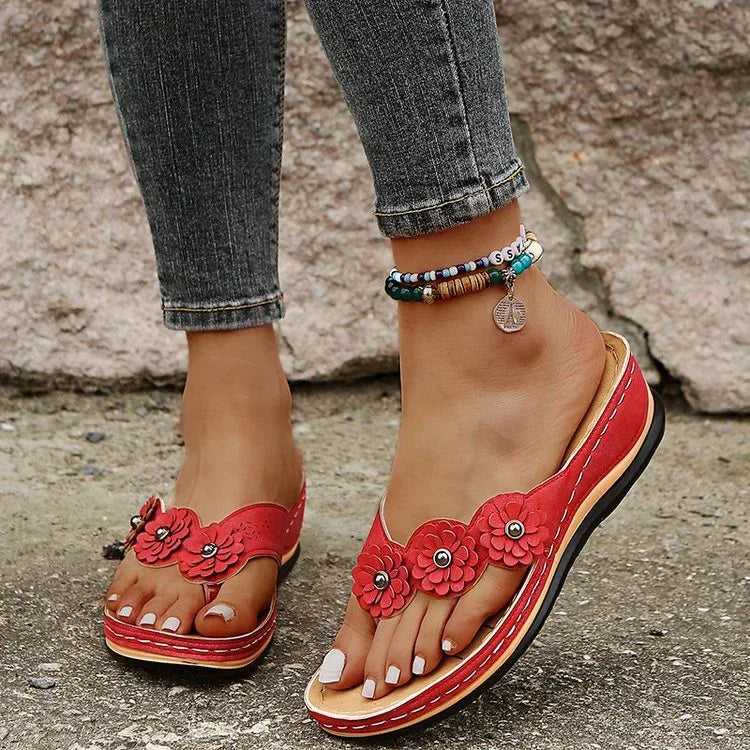 Flowers Sandals Women Retro Style Wedges Shoes Outdoor Beach Shoes Summer - DanaFashionstore