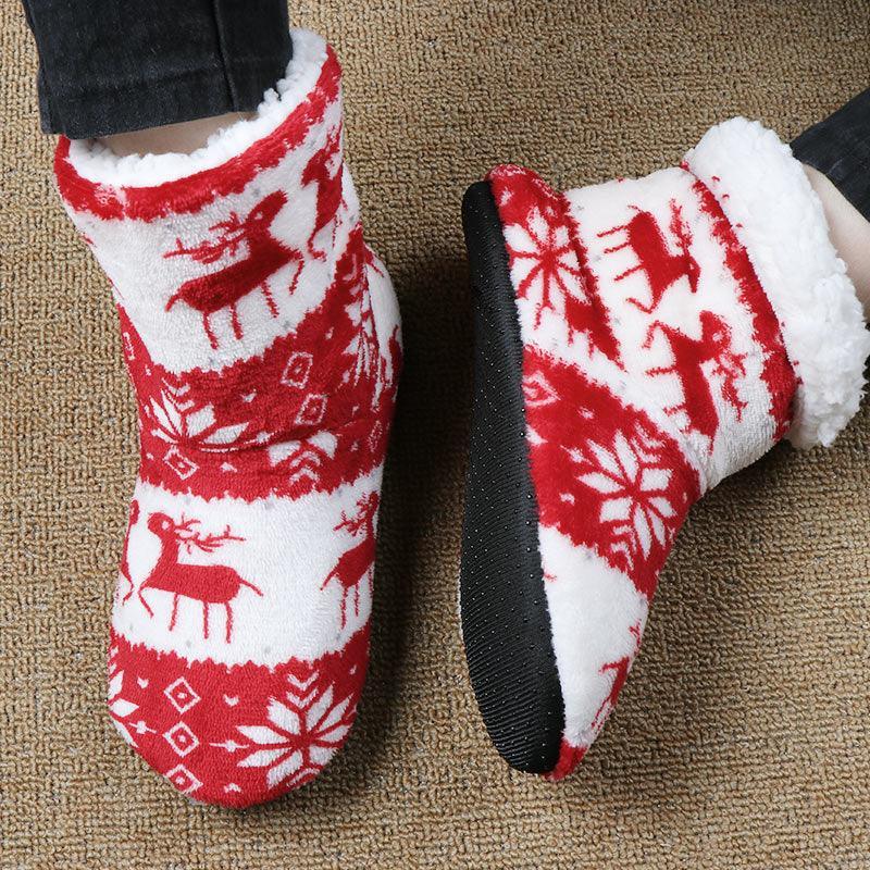 Christmas Elk Floor Shoes Indoor Socks Shoes Warm Plush House Slippers - DanaFashionstore