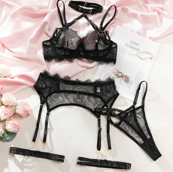 Sexy Embroidery Lace Backless Bra Set 2026 - Intimate Lingerie - DanaFashionstore