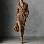 Long-Sleeved Blouse Dress with Belt 2026 - Professional Shirt Dress - DanaFashionstore