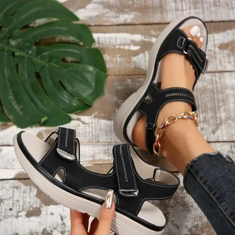 Casual Velcro-design Sandals Summer Comfortable Fish Mouth Sports Sandals Women Lightweight Beach Shoes - DanaFashionstore