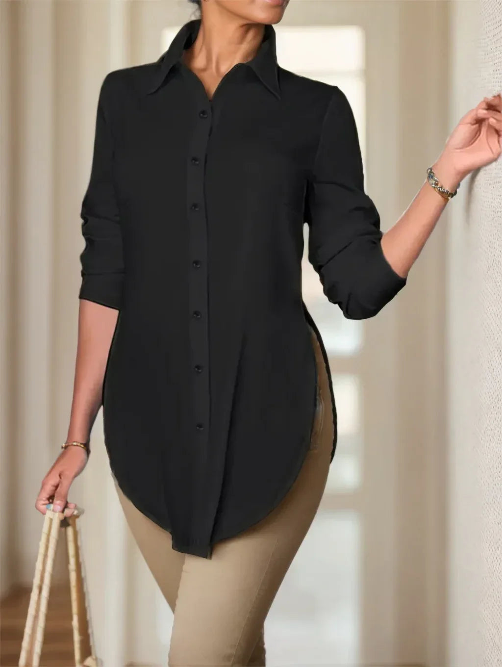 Split Button Front Shirt - DanaFashionstore