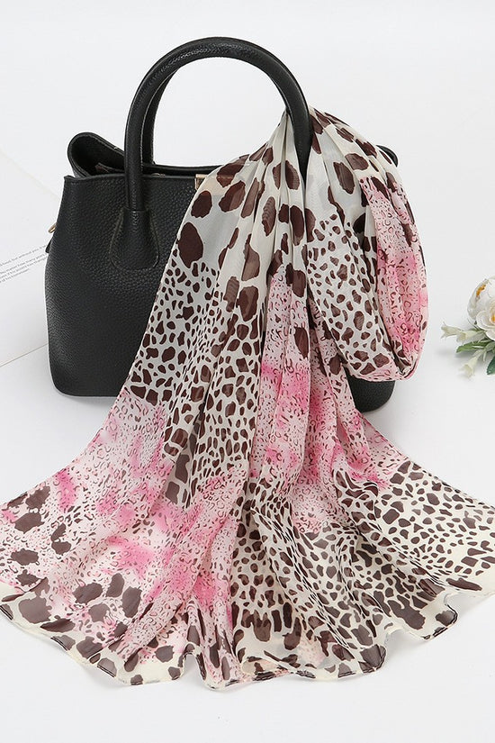 Thin Chiffon Lotus Pond Moonlight Printed Silk Scarf