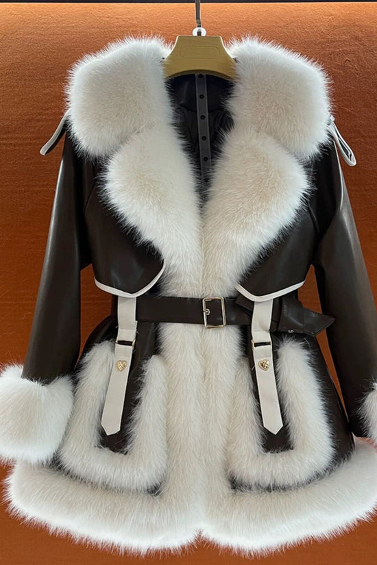 Elegant Big Fur Collar Fur Fur Coat For Women Dana Fashion