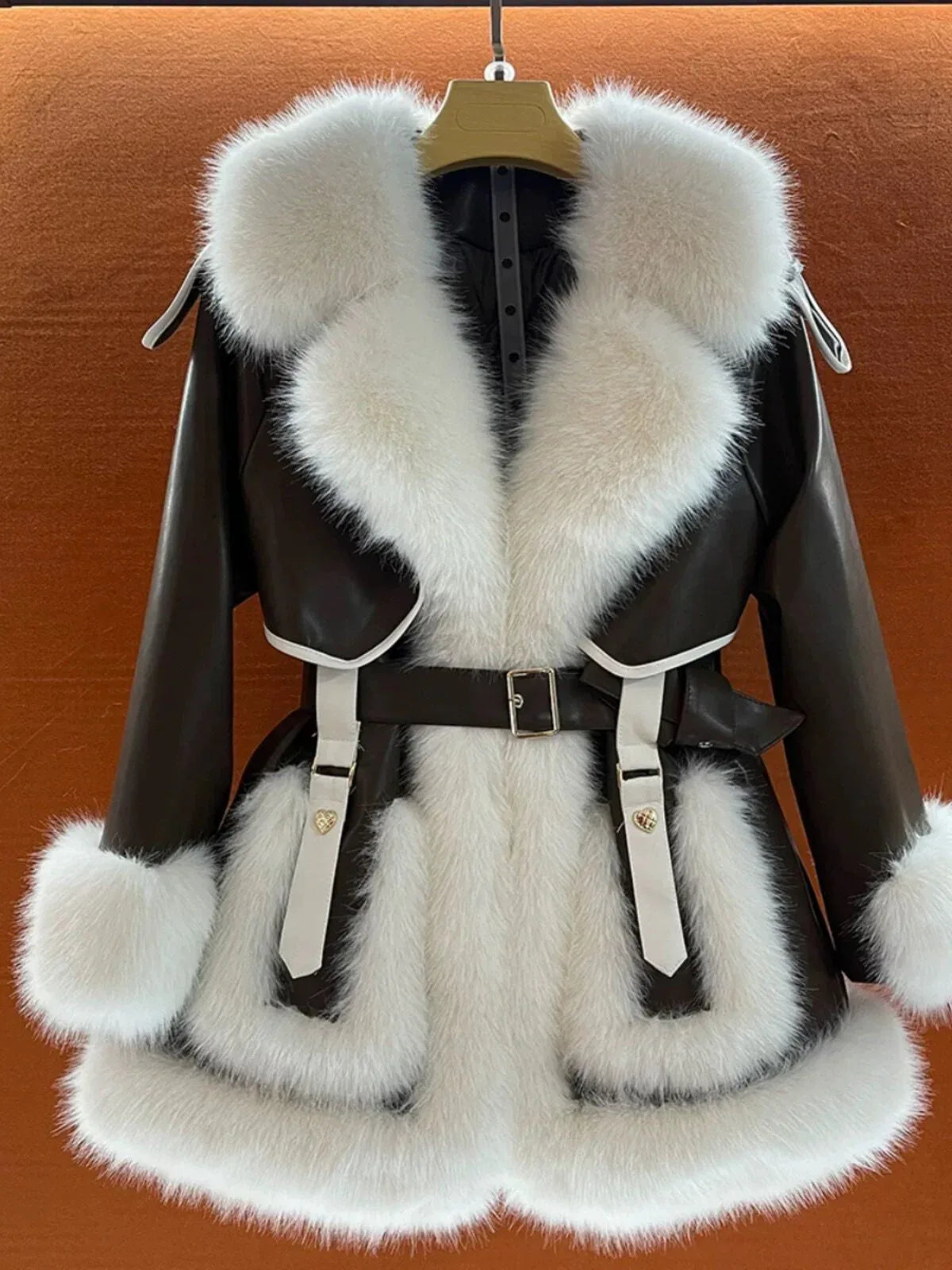 Elegant Big Fur Collar Fur Fur Coat For Women - DanaFashionstore