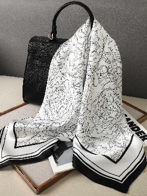 Artificial Silk Striped High-grade Korean Style Stylish Beach Arm Bag Silk Scarf - DanaFashionstore