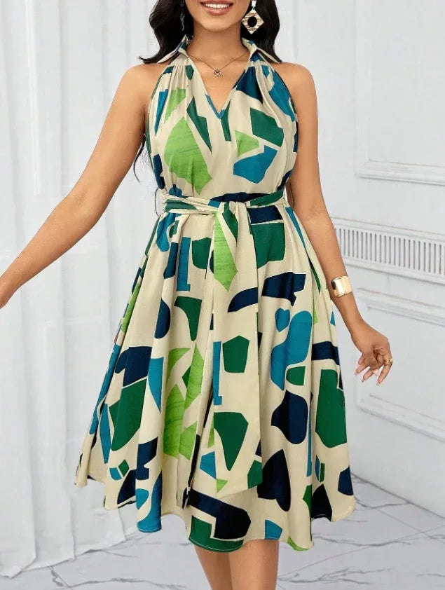 Casual Summer Vacation Dress Women 2026 - High Waist Flared Dress - DanaFashionstore