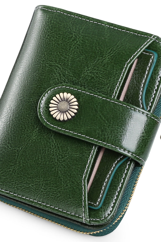 Oil Wax Genuine Leather Lady's Wallet European And American Style