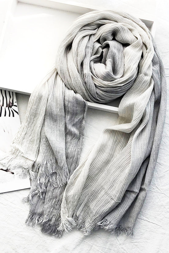 Women's Striped Cotton And Linen Scarf Shawl