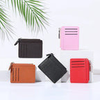 Women's Bag Holder Zipper Solid Color Lychee Pattern Business Cards - DanaFashionstore