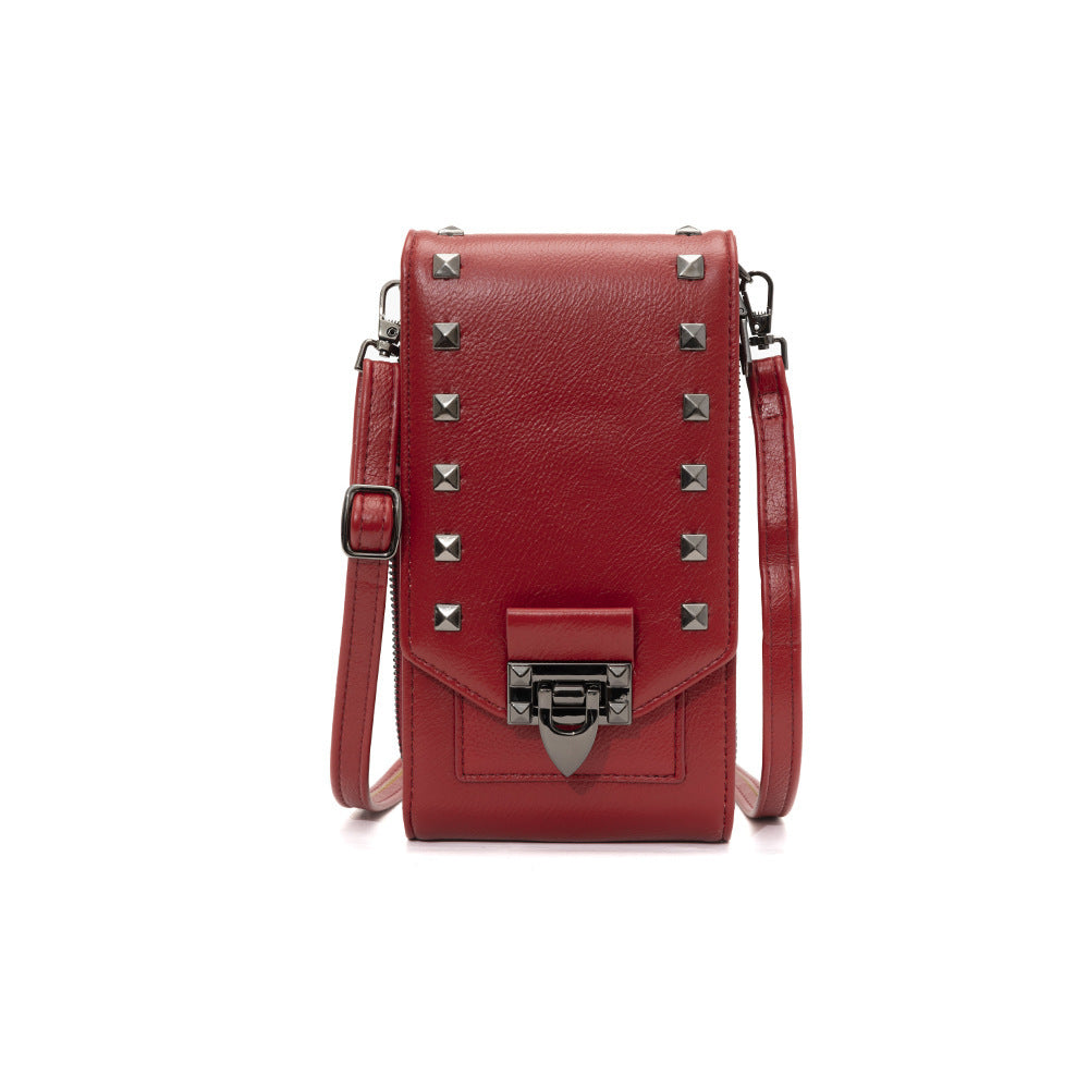 Rivet Design Shoulder Bags Mobile Phone Handbag Solid Color Crossbody Bags Women - Dana Fashion