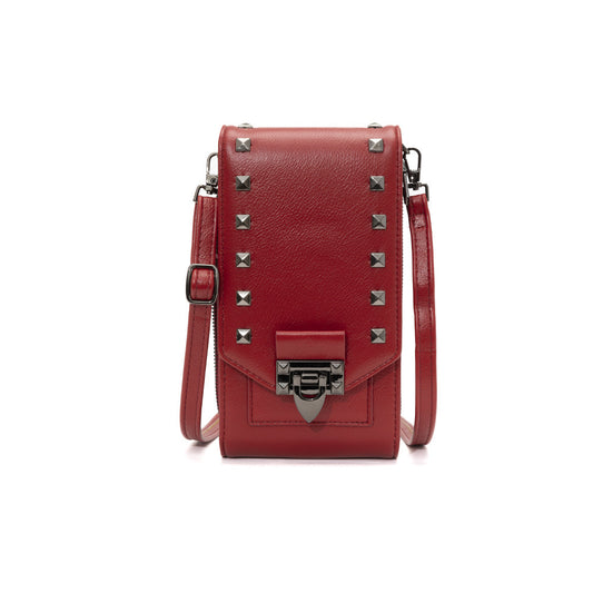 Rivet Design Shoulder Bags Mobile Phone Handbag Solid Color Crossbody Bags Women - Dana Fashion