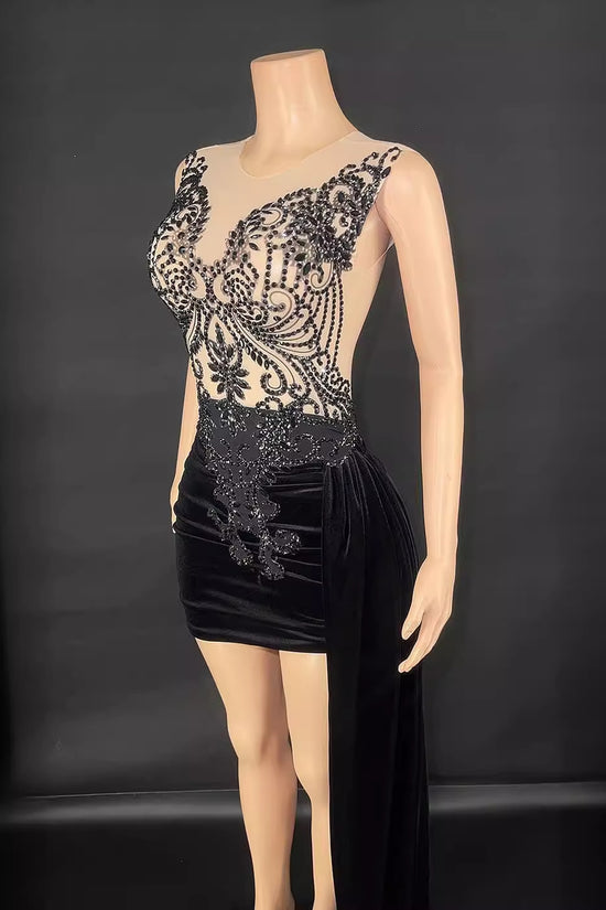 Summer Luxury Evening Dress Female Singer Stage Costume Senior Dress Side Trailing Skirt