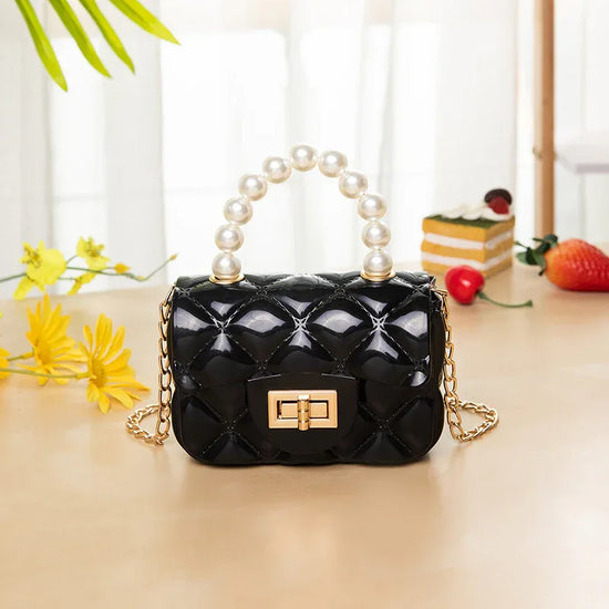 Children's Jelly Bag Rhombic Chain Pearl Handbag - DanaFashionstore