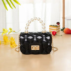 Children's Jelly Bag Rhombic Chain Pearl Handbag - DanaFashionstore