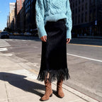 Women's Fashionable Elegant Long Suede Skirt Comfortable Slim Fit - DanaFashionstore