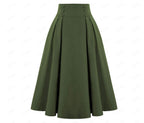 Women's Fashion Casual Skirt With Pockets Retro High Waist Pleated