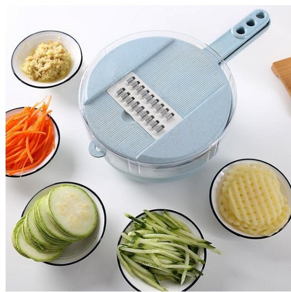 8 In 1 Mandoline Slicer Vegetable Slicer Potato Peeler Carrot Onion Grater With Strainer Vegetable Cutter Kitchen Accessories $24.27 Dana Fashion Color: Blue quantity: 1pc Dana's Kitchen Overview: This hand-held slicer made from Food-Grade stainless steel