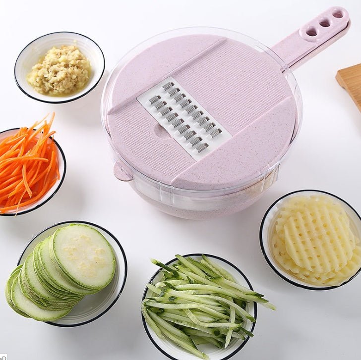 8 In 1 Mandoline Slicer Vegetable Slicer Potato Peeler Carrot Onion Grater With Strainer Vegetable Cutter Kitchen Accessories $24.27 Dana Fashion Color: Pink quantity: 1pc Dana's Kitchen Overview: This hand-held slicer made from Food-Grade stainless steel