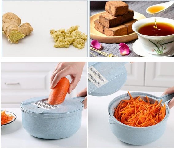 8 In 1 Mandoline Slicer Vegetable Slicer Potato Peeler Carrot Onion Grater With Strainer Vegetable Cutter Kitchen Accessories $24.27 Dana Fashion Color: Blue quantity: 1pc Dana's Kitchen Overview: This hand-held slicer made from Food-Grade stainless steel