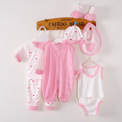 8-piece baby newborn cotton suit $23.18 Dana Fashion Color: Blue Size: One size Baby Clothing Suitable for ages: Newborn (0~1 year old, 80cm and below) Fabric name: polyester cotton Main fabric composition: cotton Main fabric composition content: 95 (%) S