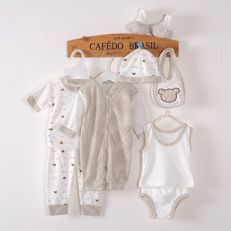 8-piece baby newborn cotton suit $23.18 Dana Fashion Color: Grey Size: One size Baby Clothing Suitable for ages: Newborn (0~1 year old, 80cm and below) Fabric name: polyester cotton Main fabric composition: cotton Main fabric composition content: 95 (%) S