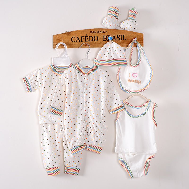 8-piece baby newborn cotton suit $23.18 Dana Fashion Color: White Size: One size Baby Clothing Suitable for ages: Newborn (0~1 year old, 80cm and below) Fabric name: polyester cotton Main fabric composition: cotton Main fabric composition content: 95 (%)