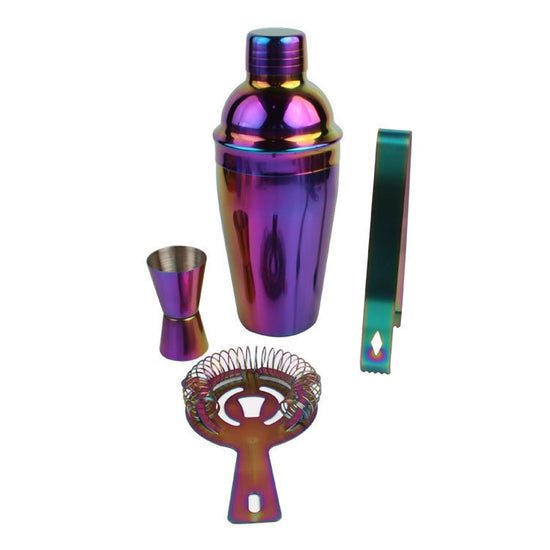 8-Piece Stainless Steel Cocktail Shaker Set, Electroplating Colorful Shaker $43.40 Dana Fashion style: 550ml Dana's Kitchen Specification: Material: Stainless steel Style: Western Color: Blue Components: 8 Number of kits: 8 sets Specification: 550ml 8-pie